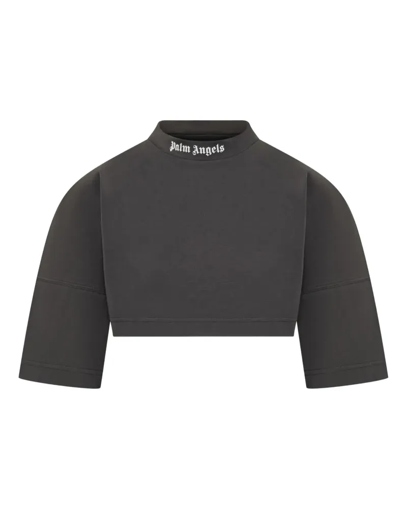 Palm Angels Kurzes Curved T-Shirt - Schwarz Schwarz
