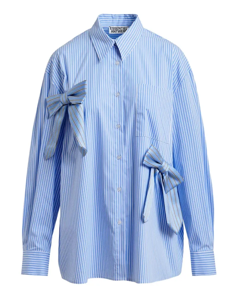 Essentiel Jiwi striped-pattern bow shirt - Blau Blau