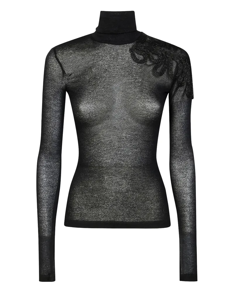 Dondup Dolcevita embroidered-turtleneck T-shirt - Schwarz Schwarz