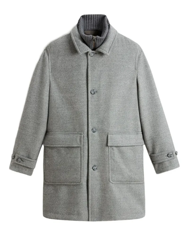 Woolrich Mantel mit Fischgrätenmuster - Grau Grau