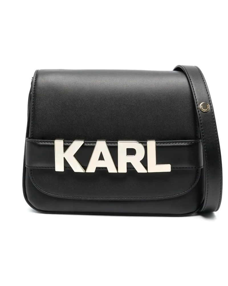 Karl Lagerfeld Umhängetasche mit Logo-Schild - Schwarz Schwarz