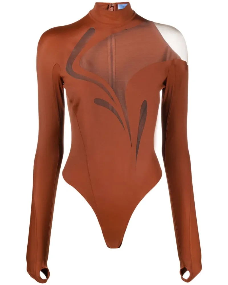 Thierry Mugler Body mit Netzeinsätzen - Braun Braun