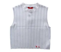 Geripptes Strickoberteil - Weiß
