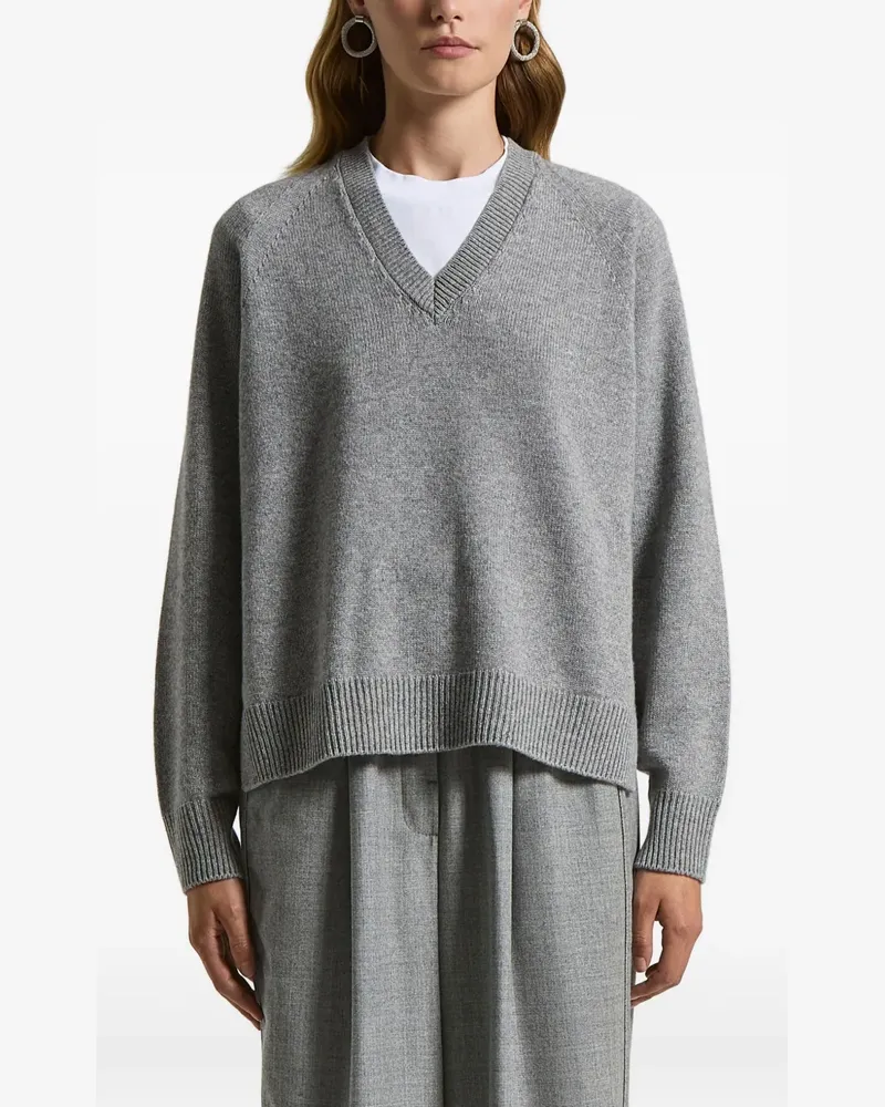 Peserico V-neck ribbed sweater - Grau Grau