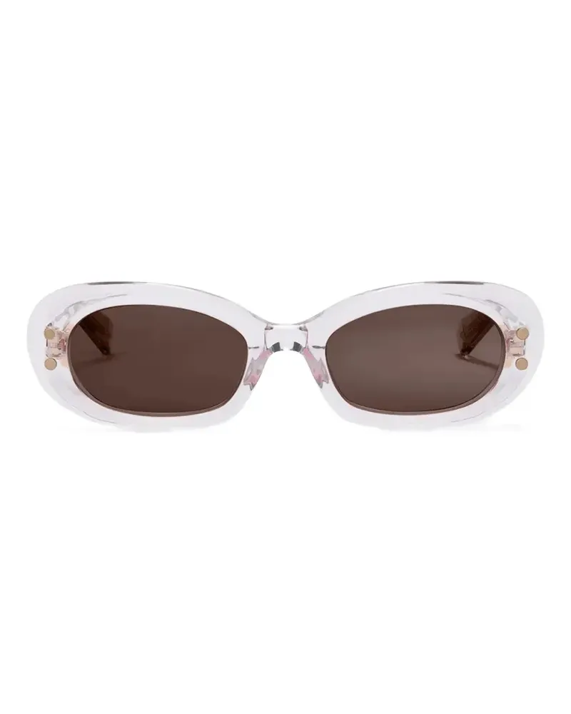 Balmain Ovale Sonnenbrille mit Kettendetail - Grau Grau