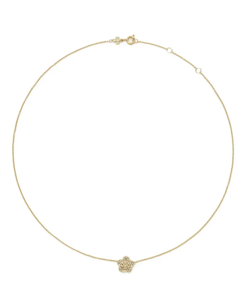 Tory Burch Forget Me Not pavé pendant necklace - Gold Gold