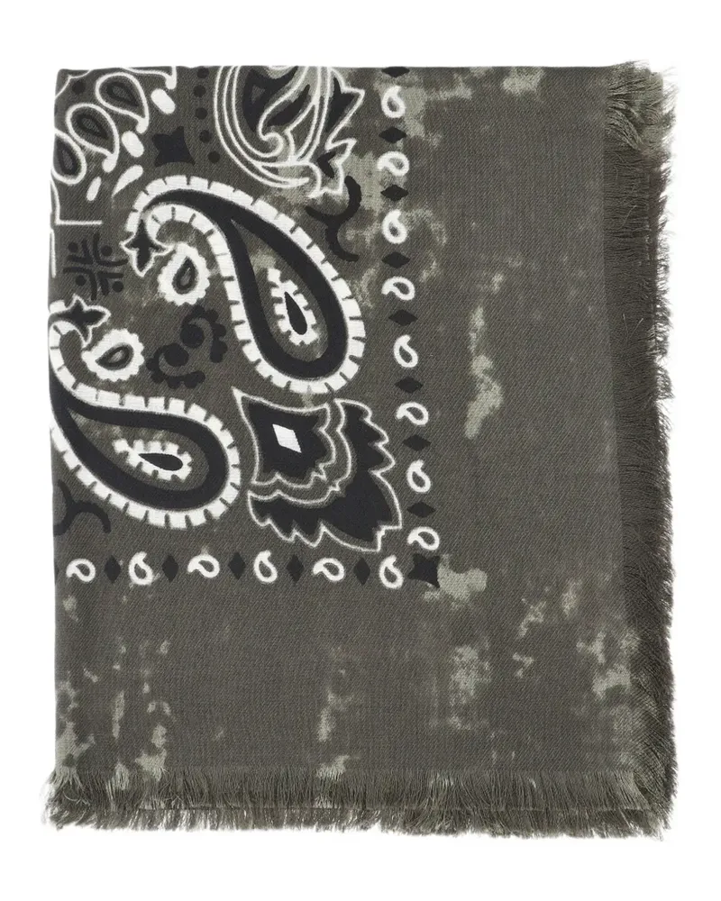 Destin Ausgefranster Schal mit Paisley-Print - Grau Grau