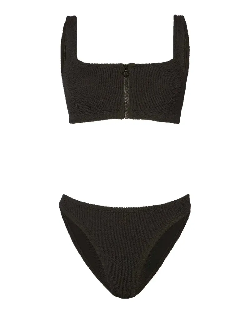 Hunza G Dallas Bikini in Knitteroptik - Schwarz Schwarz