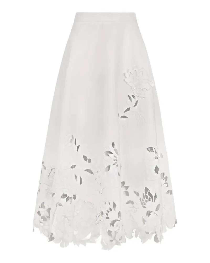 Oscar de la Renta Midirock mit Cut-Out - Weiß Weiß