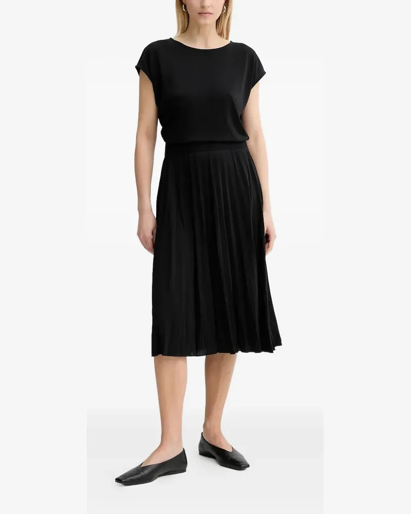Marc O'Polo Plisseekleid mit angeschnittenen Ärmeln - Schwarz Schwarz