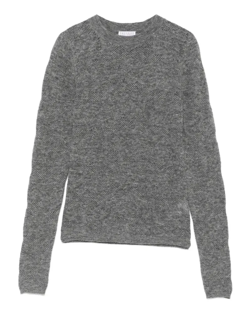 Brunello Cucinelli open-knit long-sleeve sweater - Grau Grau