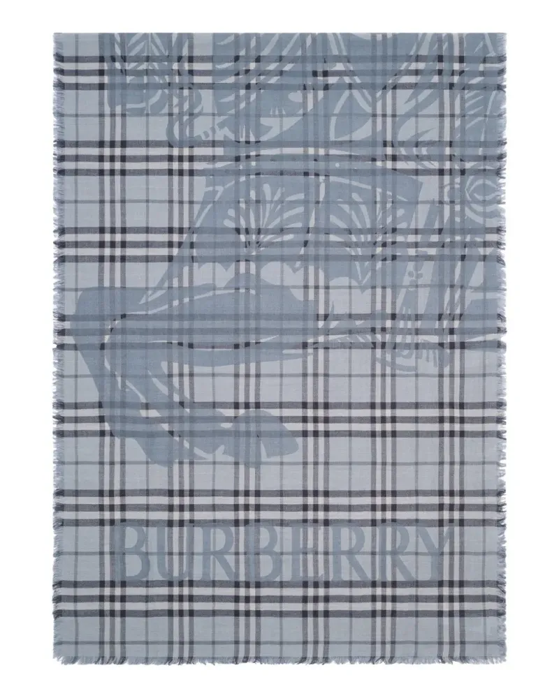 Burberry wide Knight Check wool-silk scarf - Blau Blau