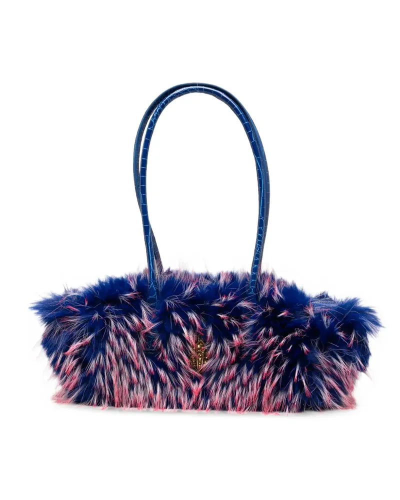 Kurt Geiger Sloane East/West Schultertasche aus Faux Fur - Blau Blau