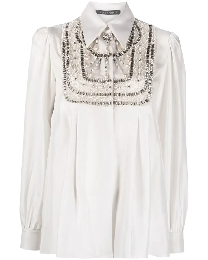 Alberta Ferretti Strassverziertes Hemd - Weiß Weiß