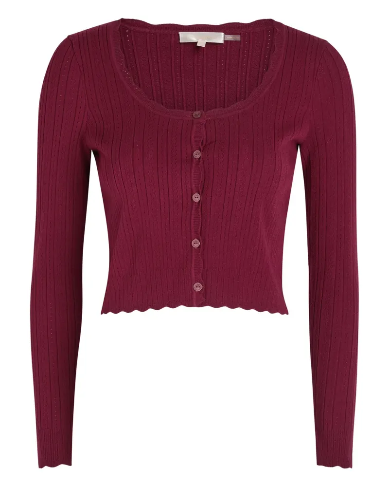 LoveShackFancy button-up scalloped-trim cardigan - Rot Rot