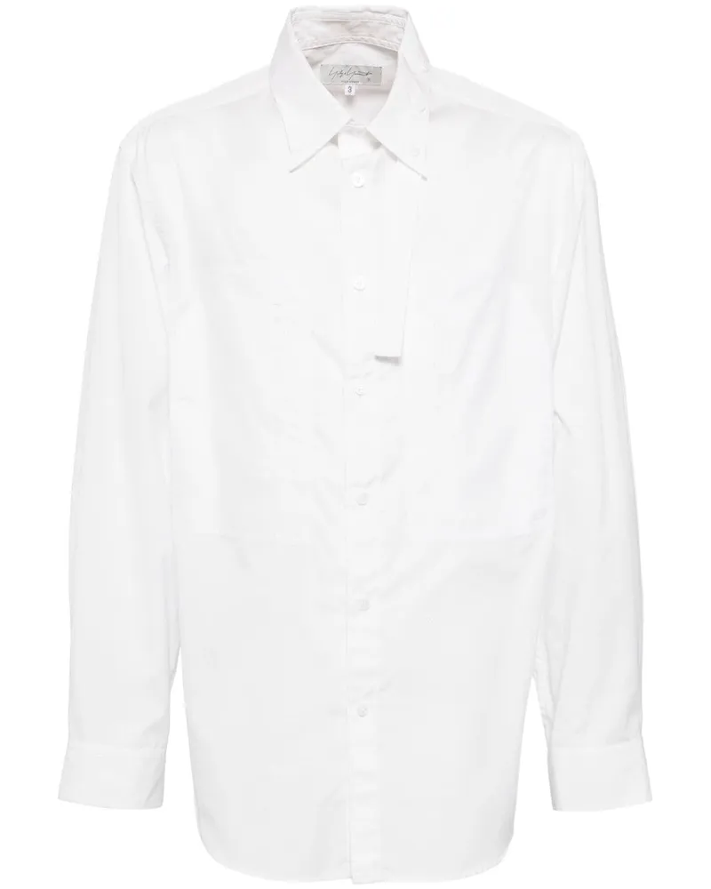 Yohji Yamamoto Hemd mit Kettenstich-Stickerei - Weiß Weiß