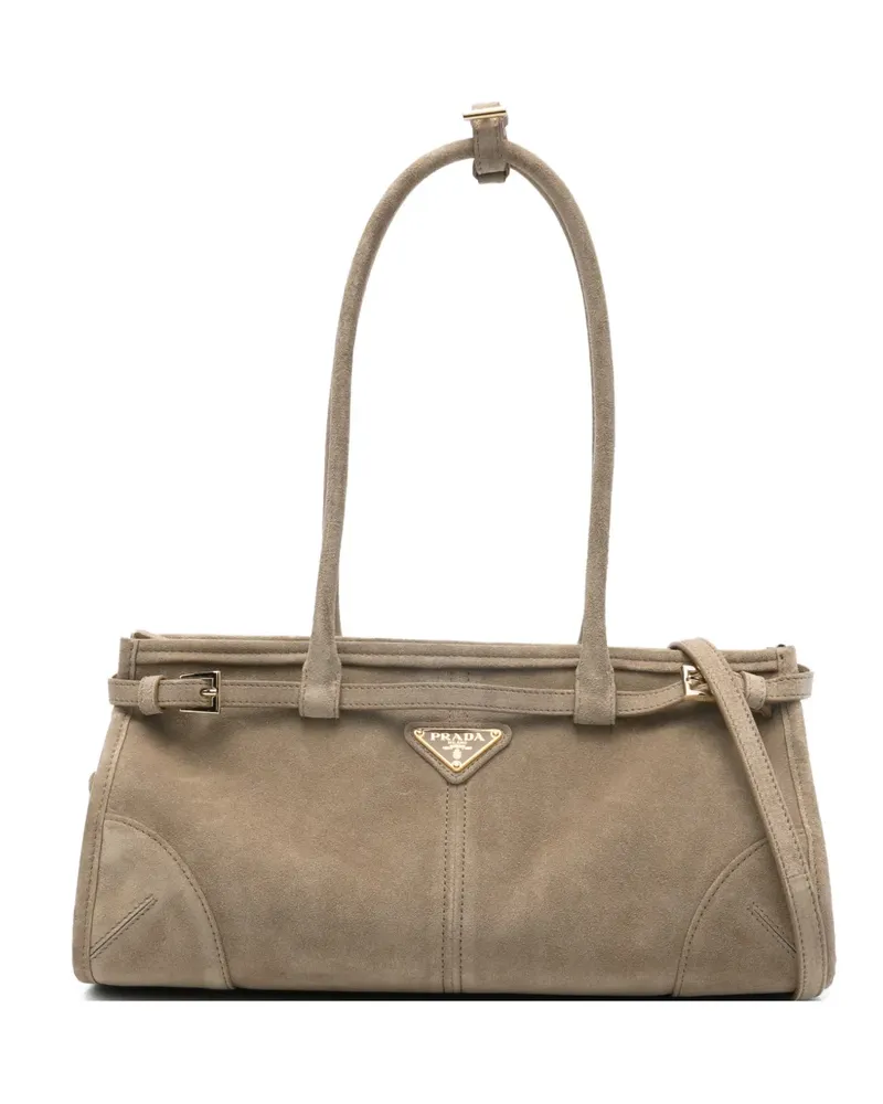 Prada medium Bonnie suede tote bag - Nude Nude