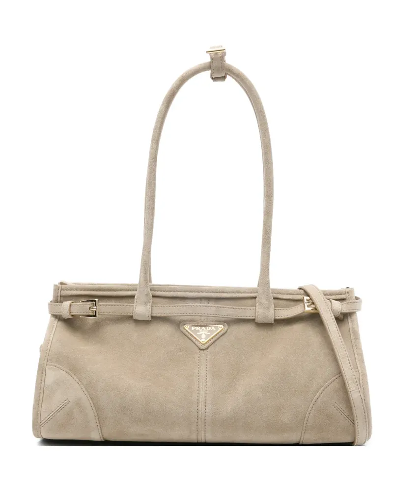 Prada Mittelgroße Bonnie Tote Bag aus Wildleder - Nude Nude