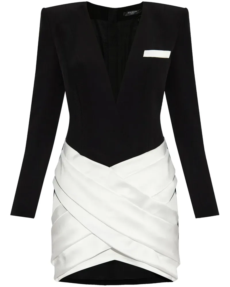 Balmain Zweifarbiges Minikleid - Schwarz Schwarz