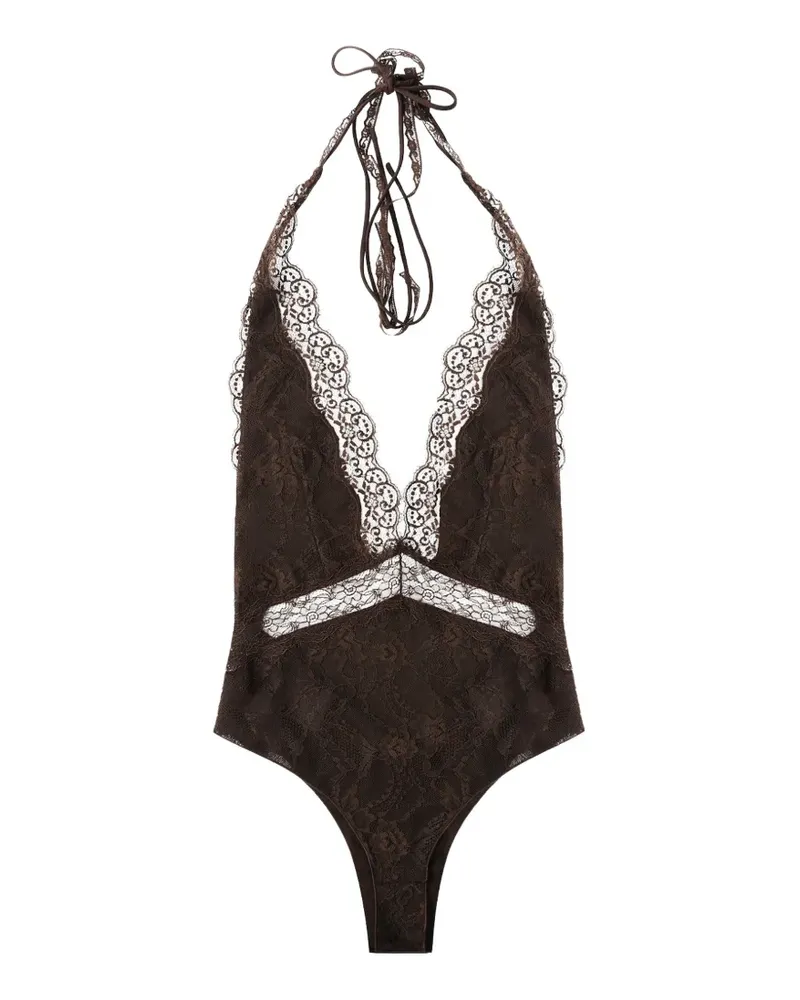 ANDAMANE patchwork lace bodysuit - Braun Braun