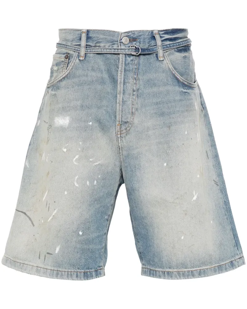 Acne Studios Jeans-Shorts mit Farbklecks-Print - Blau Blau