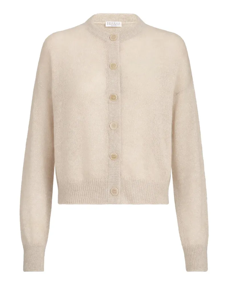 Brunello Cucinelli Strickjacke mit Monili aus funkelndem Mohair und Wollstrick - Nude Nude