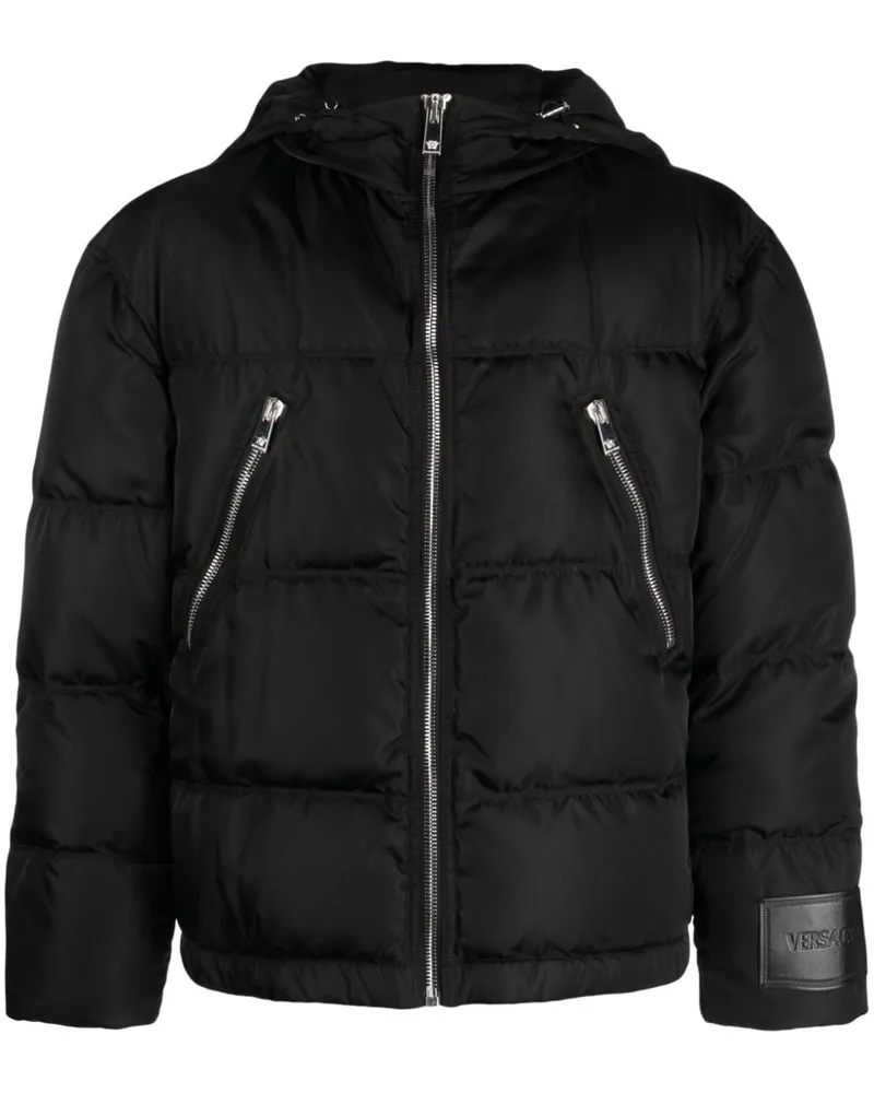 Versace Gefütterte Jacke mit Reißverschlussdetail - Schwarz Schwarz