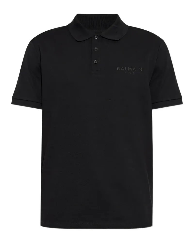 Balmain logo-embroidered polo shirt - Schwarz Schwarz