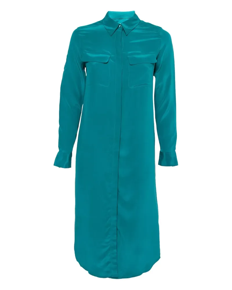 Equipment Maxikleid aus Seide mit Taschen - Blau Blau