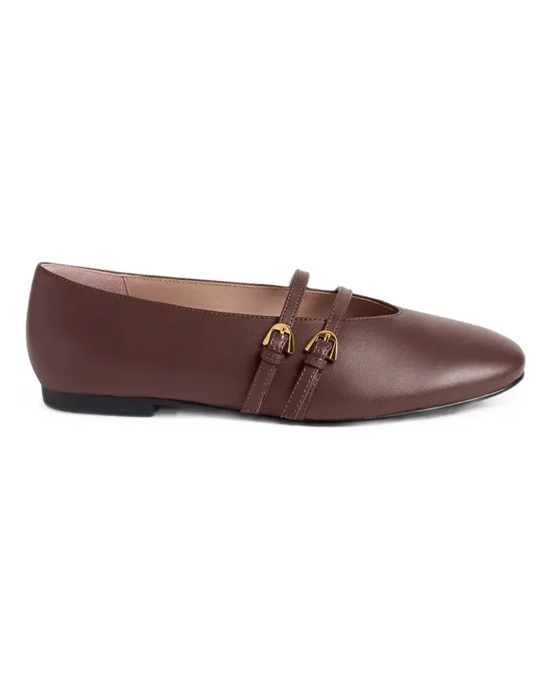 Coccinelle Risako double-strap leather ballet flats - Braun Braun