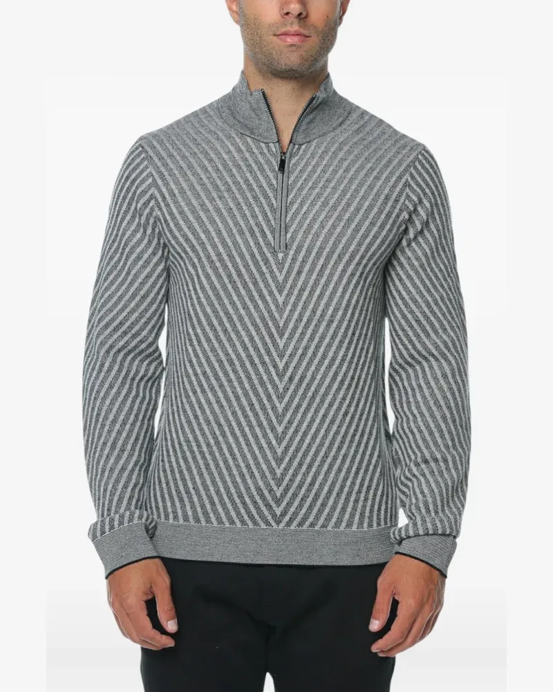 Emporio Armani Pullover mit Zickzackmuster und kurzem Reißverschluss - Grau Grau