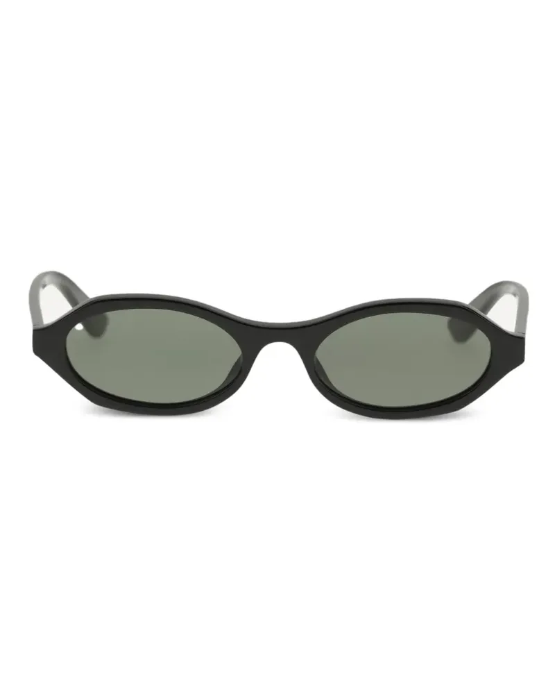 Alexander McQueen Sonnenbrille mit ovalem Gestell - Schwarz Schwarz