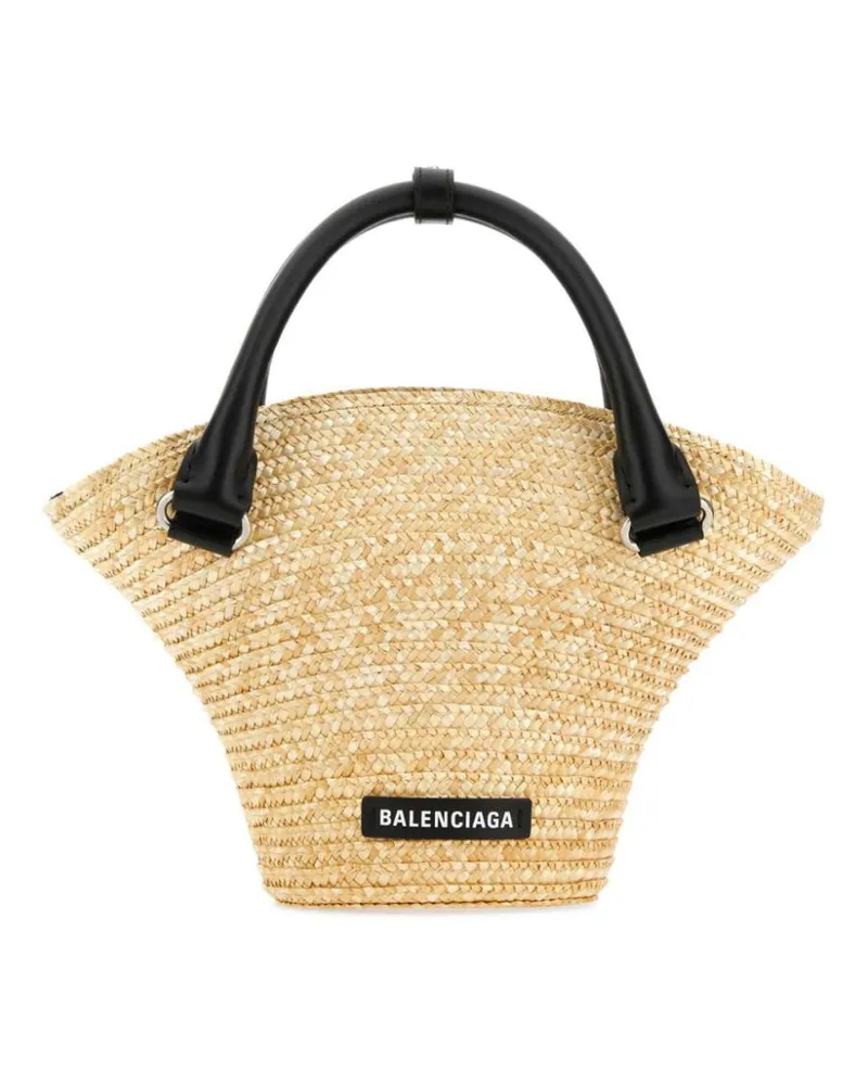 Balenciaga Handtasche aus Raffiabast - Nude Nude