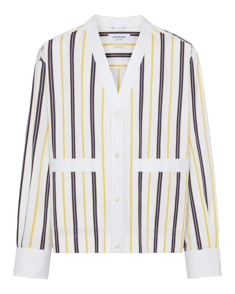 Thom Browne Gestreiftes Repp Hemd aus Popeline - Weiß Weiß