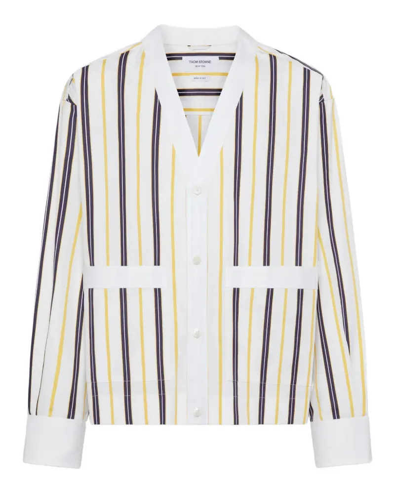 Thom Browne Gestreiftes Repp Hemd aus Popeline - Weiß Weiß