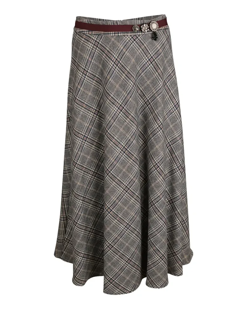 Max Mara checked virgin wool midi skirt - Blau Blau