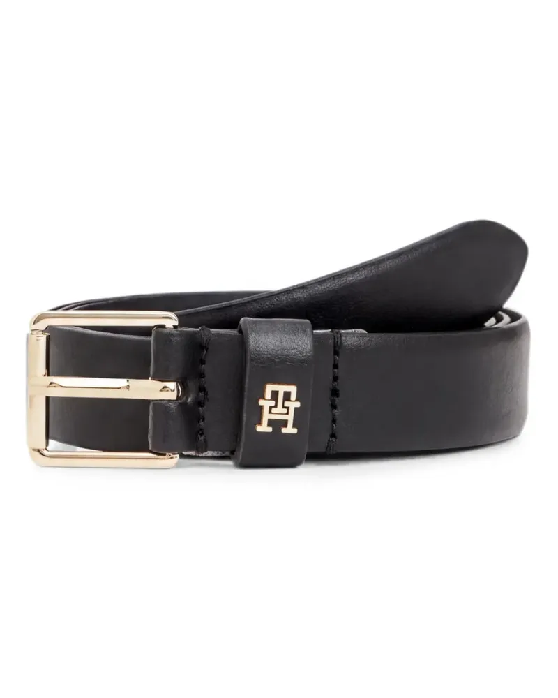 Tommy Hilfiger TH monogram-plaque leather belt - Schwarz Schwarz