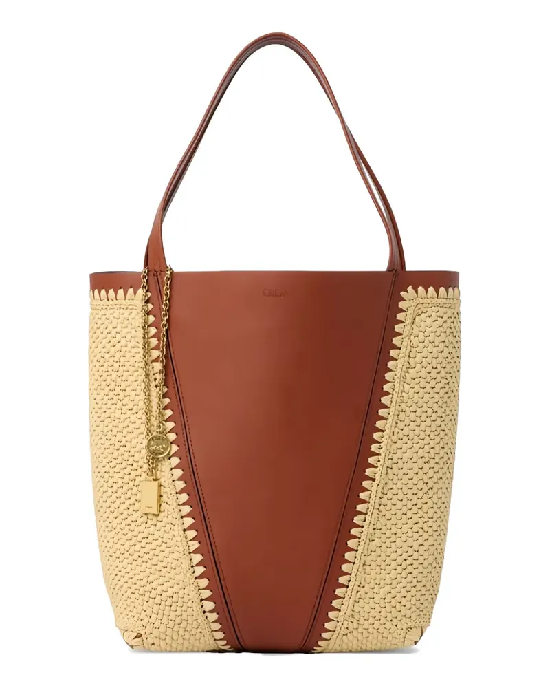 Chloé logo-detail charm-detail tote bag - Braun Braun