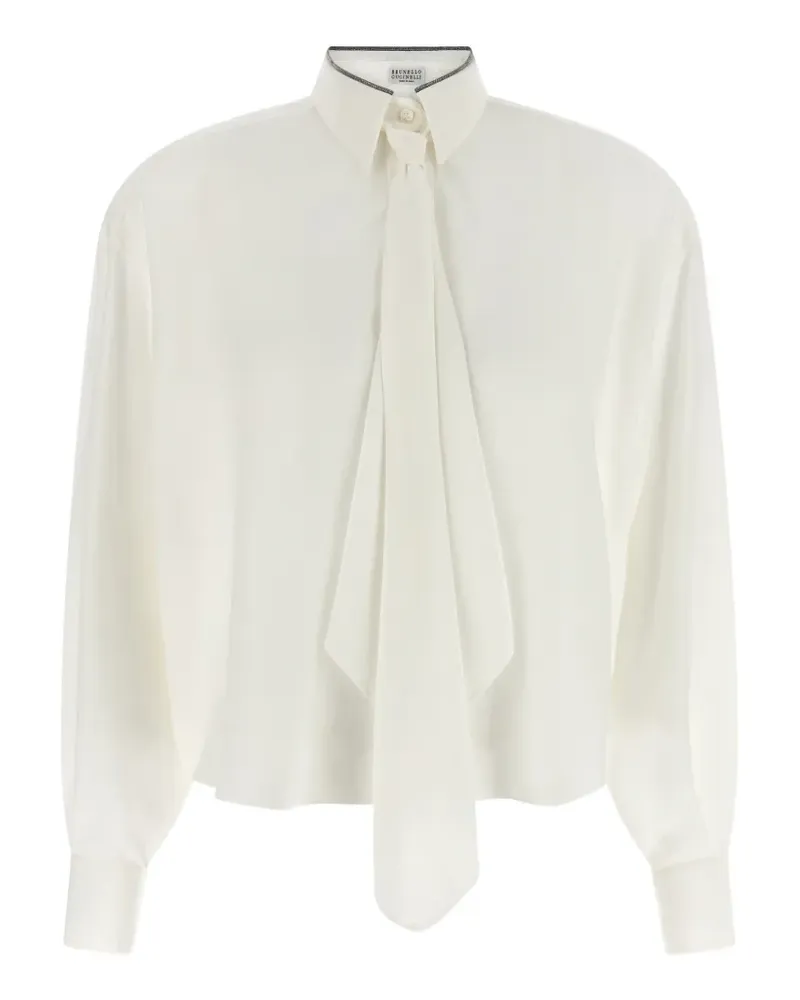 Brunello Cucinelli Monile-detail silk shirt - Weiß Weiß