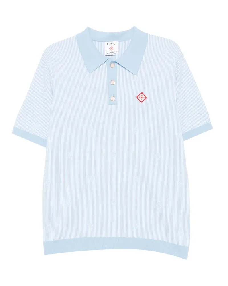 Casablanca Paris monogram-jacquard striped polo shirt - Blau Blau