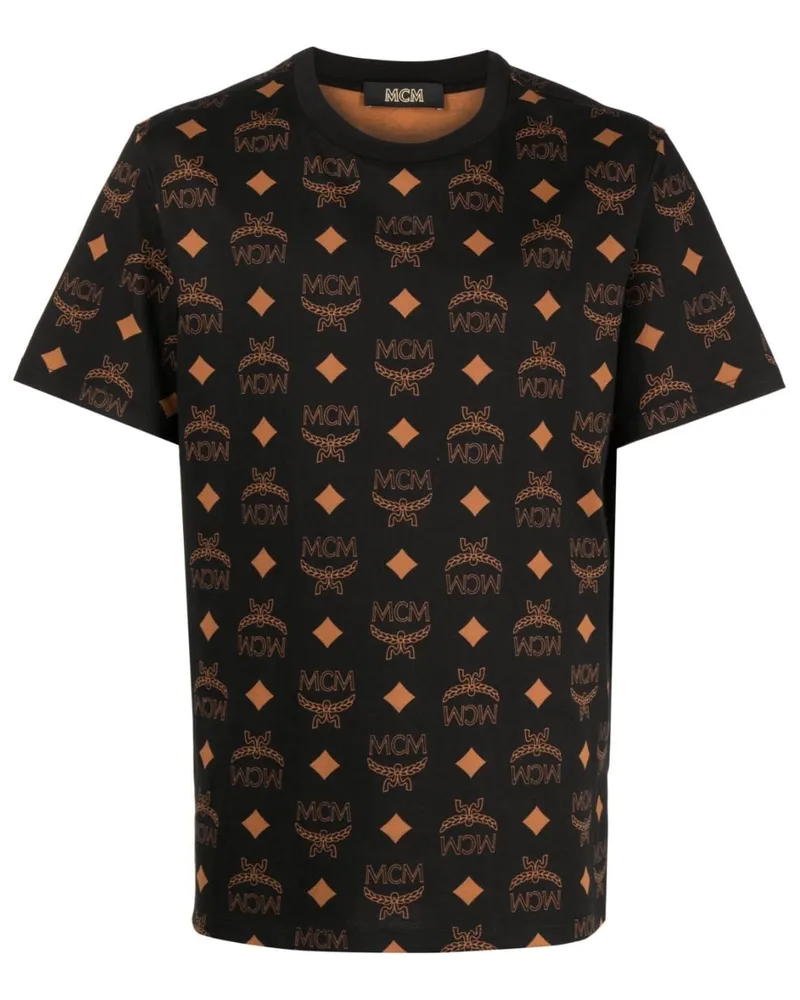 MCM T-Shirt mit Logo-Print Schwarz