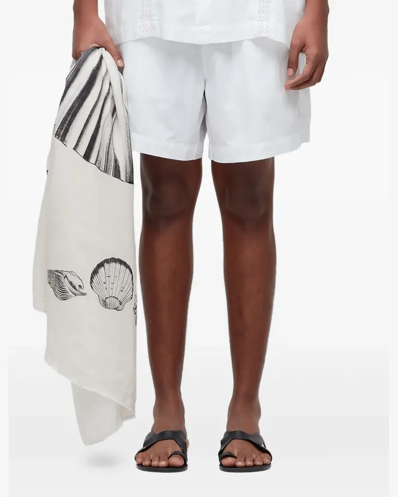 Osklen PJ Over Itacaré Leinenshorts mit Spitzeneinsatz - Weiß Weiß