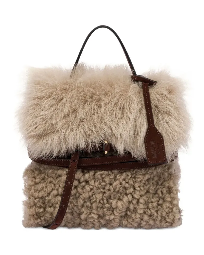 Moschino Shopper mit Shearling - Nude Nude
