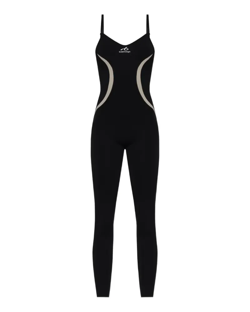 Balenciaga Jumpsuit mit Logo-Print - Schwarz Schwarz