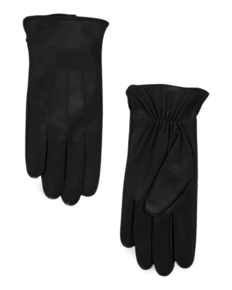 NN 07 Him Lederhandschuhe mit Logo-Prägung - Schwarz Schwarz