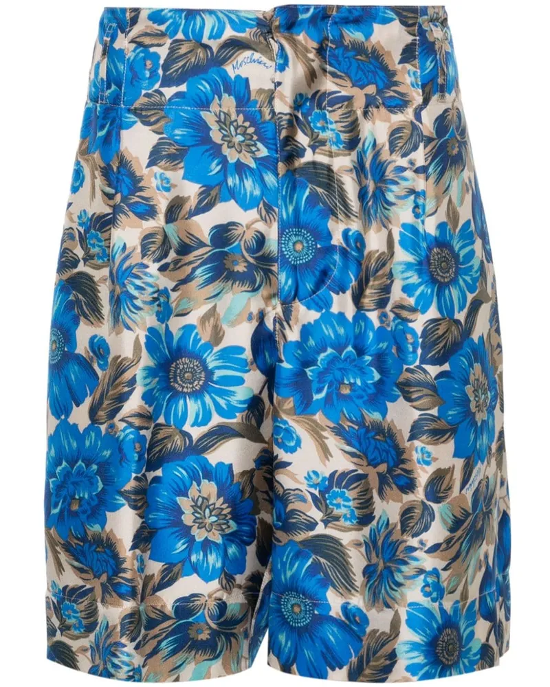 Moschino Shorts aus Seide mit Blumen-Print - Blau Blau