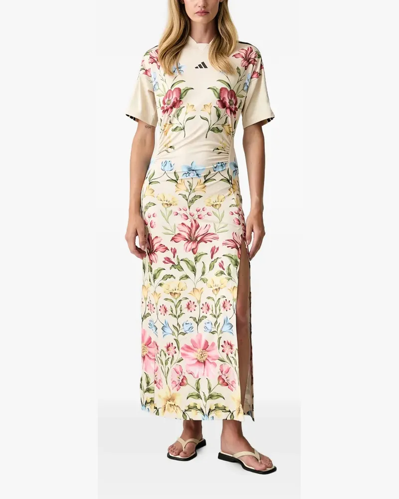 adidas x Farm Rio Maxikleid mit Blumenprint - Nude Nude