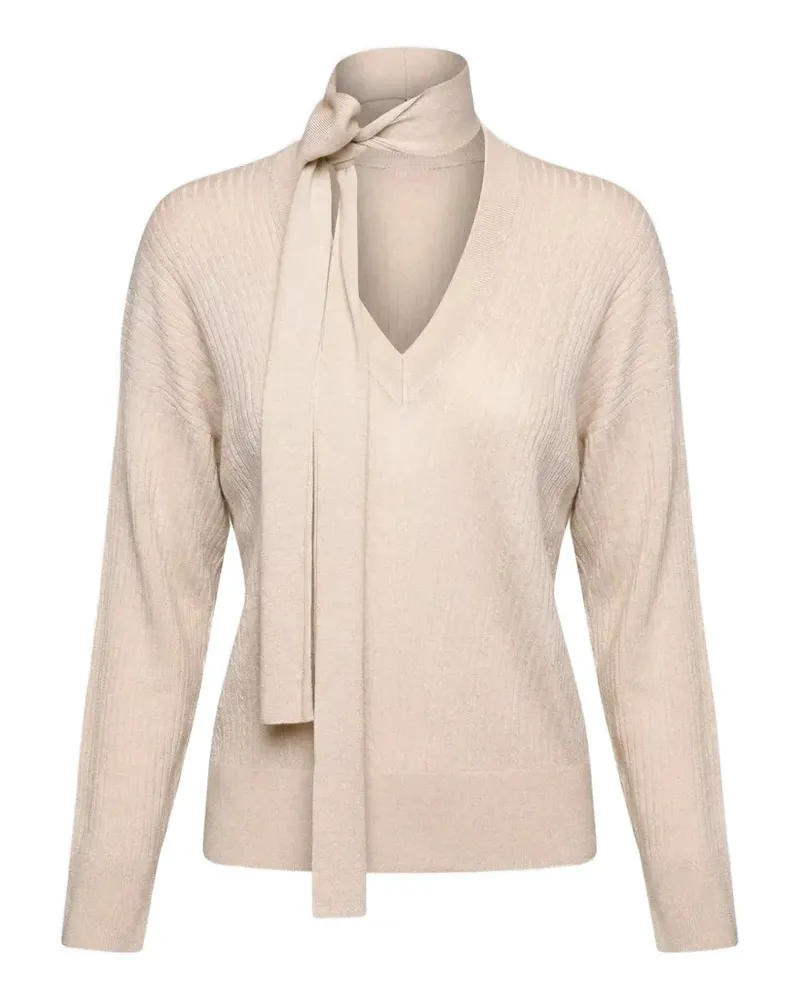 Liu Jo Gerippter Pullover mit Schleifenkragen - Nude Nude
