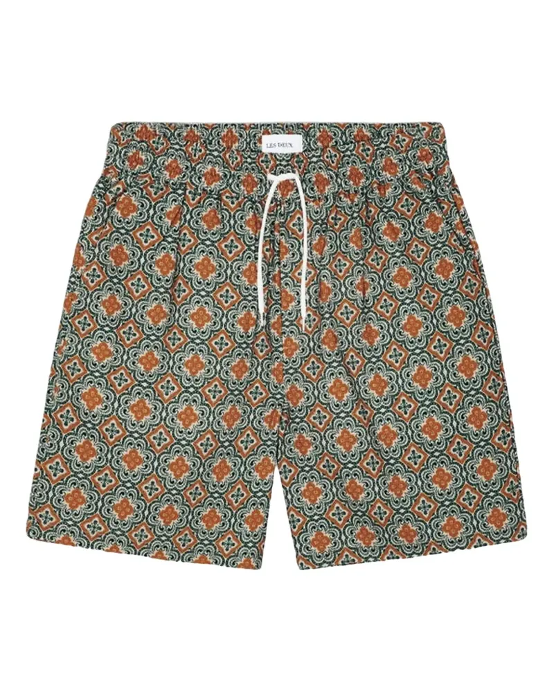 LES DEUX Harry Arabesque Shorts mit Kordelzug - Grün Grün