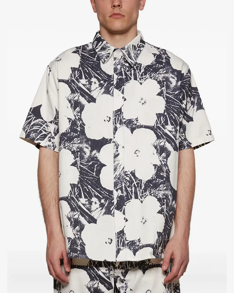 Études Studio Hemd mit Blumen-Print - Blau Blau